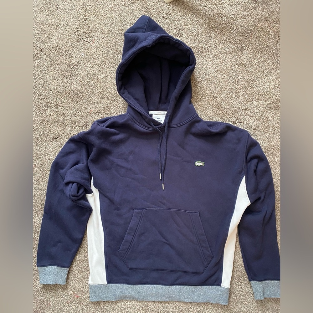 LACOSTE L!VEUnisex Hoodie Sweater Sweatshirt Blue Size M